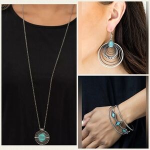 NEW Turquoise & Silver Jewelry 3 Piece Set
